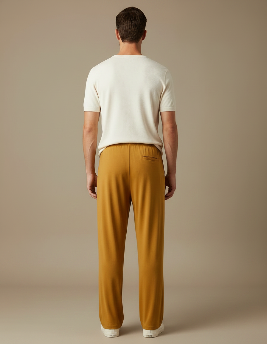 Pantalon Fluide Ocre Ample Décontracté Homme - Orange Viscose - vue 2