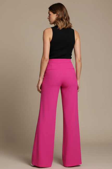 Pantalon Fluide Femme Soiree - Rose Viscose - vue 2