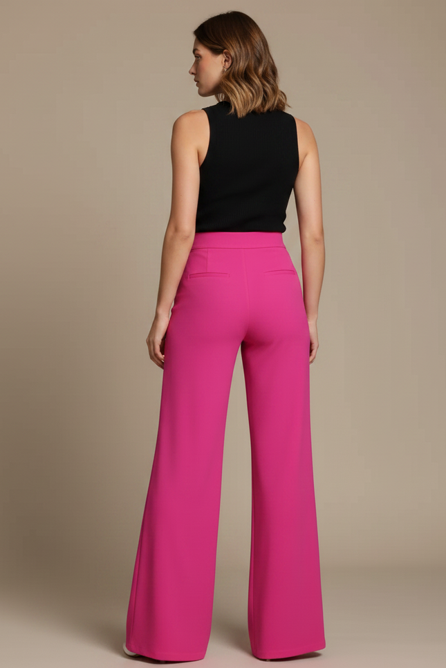 Pantalon Fluide Femme Soiree - Rose Viscose - vue 2