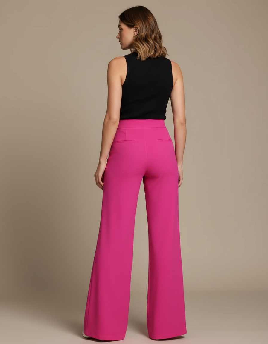 Pantalon Fluide Femme Soiree - Rose Viscose - vue 2