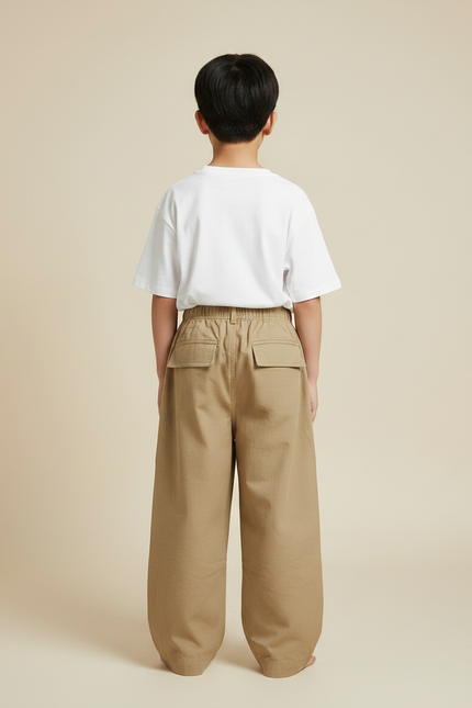 Pantalon Fluide Kaki Ample Cargo Garçon - Toile - vue 2