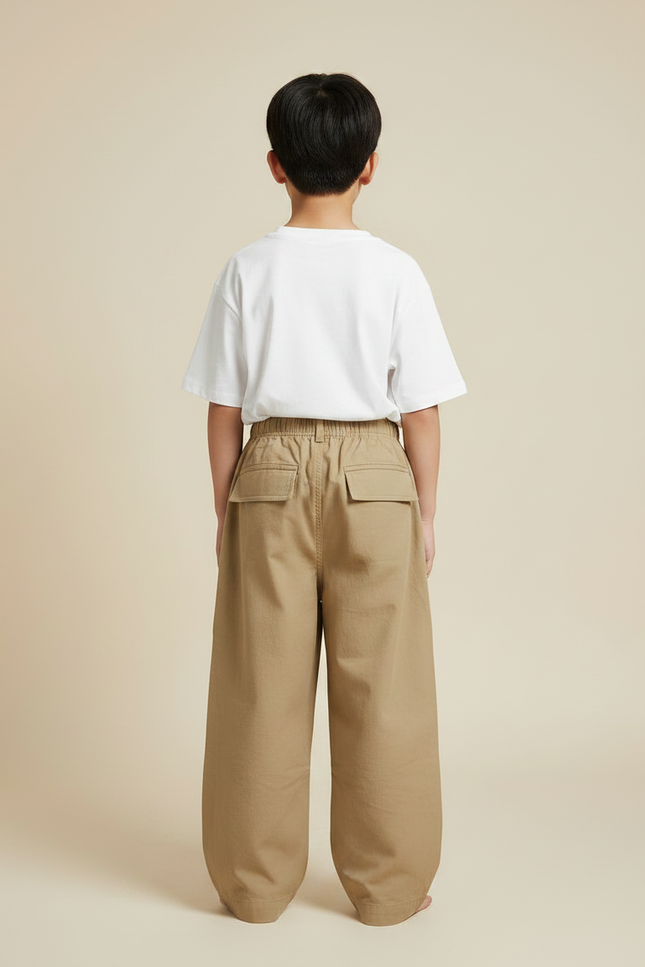 Pantalon Fluide Kaki Ample Cargo Garçon - Toile - vue 2