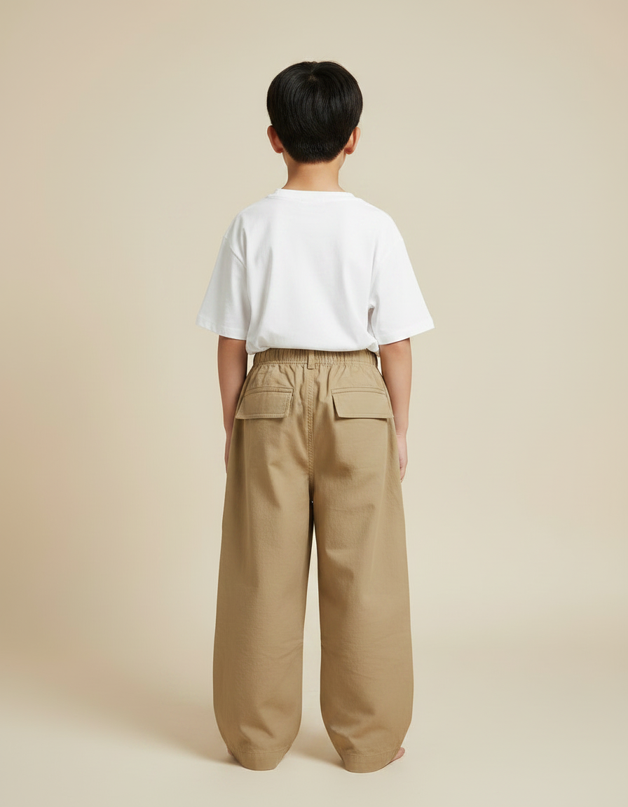 Pantalon Fluide Kaki Ample Cargo Garçon - Toile - vue 2