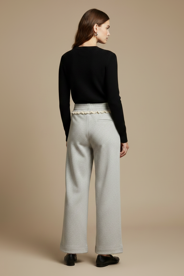 Pantalon Fluide Gris Ample Décontracté Coton Élastique - Molleton - vue 2