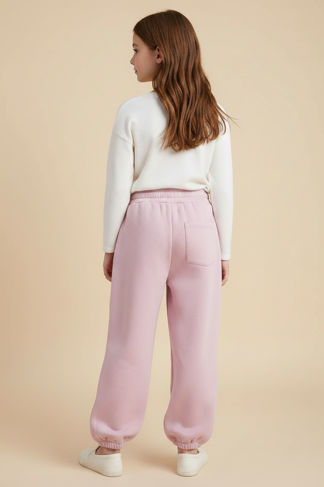 Pantalon Fluide Rose Ample Molleton Confortable Fille - vue 2