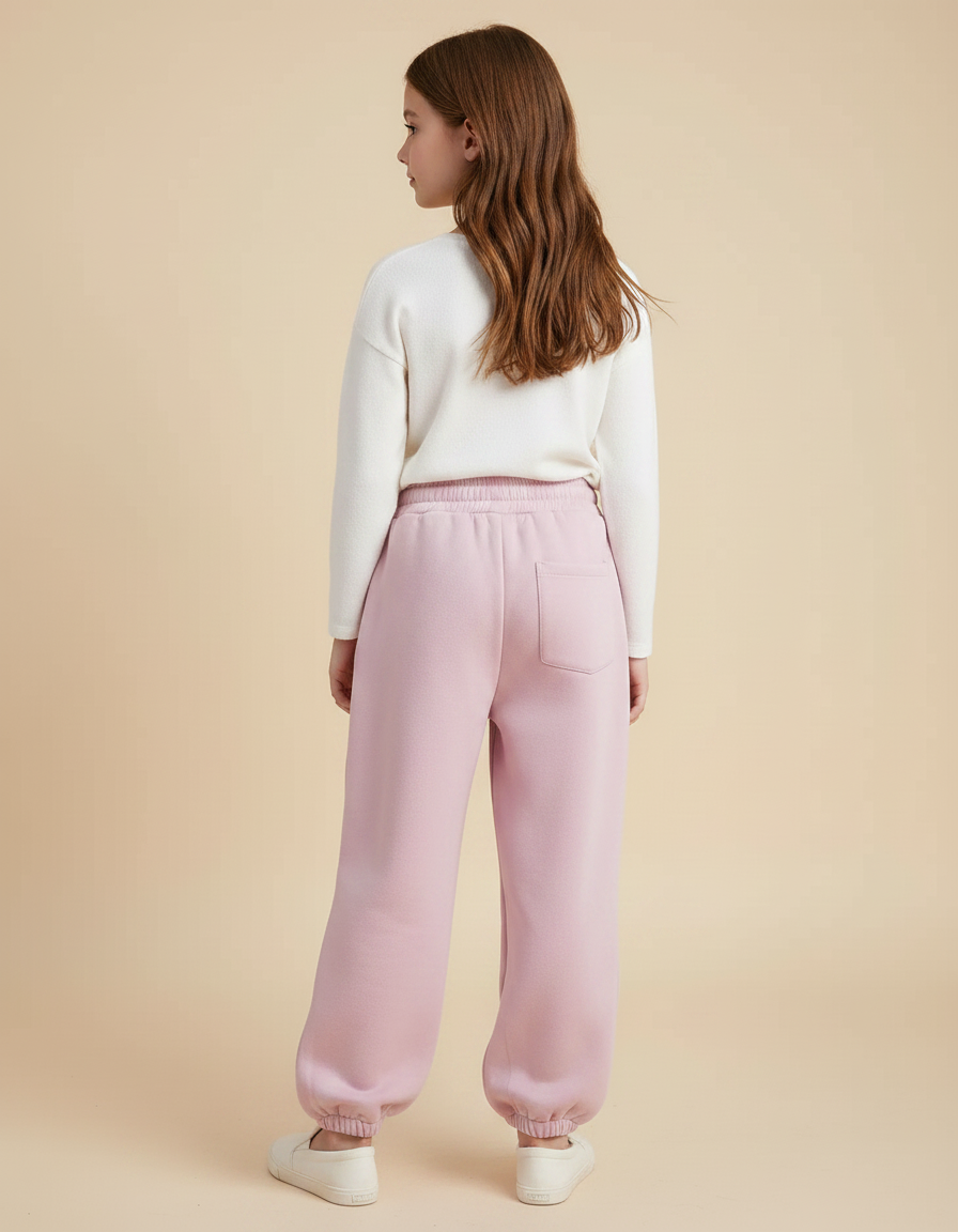 Pantalon Fluide Rose Ample Molleton Confortable Fille - vue 2
