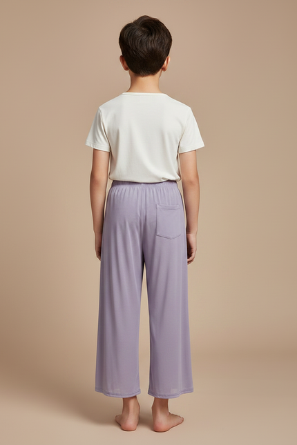 Pantalon Fluide Lavande Maille Ample Confortable Enfant - Violet - vue 2