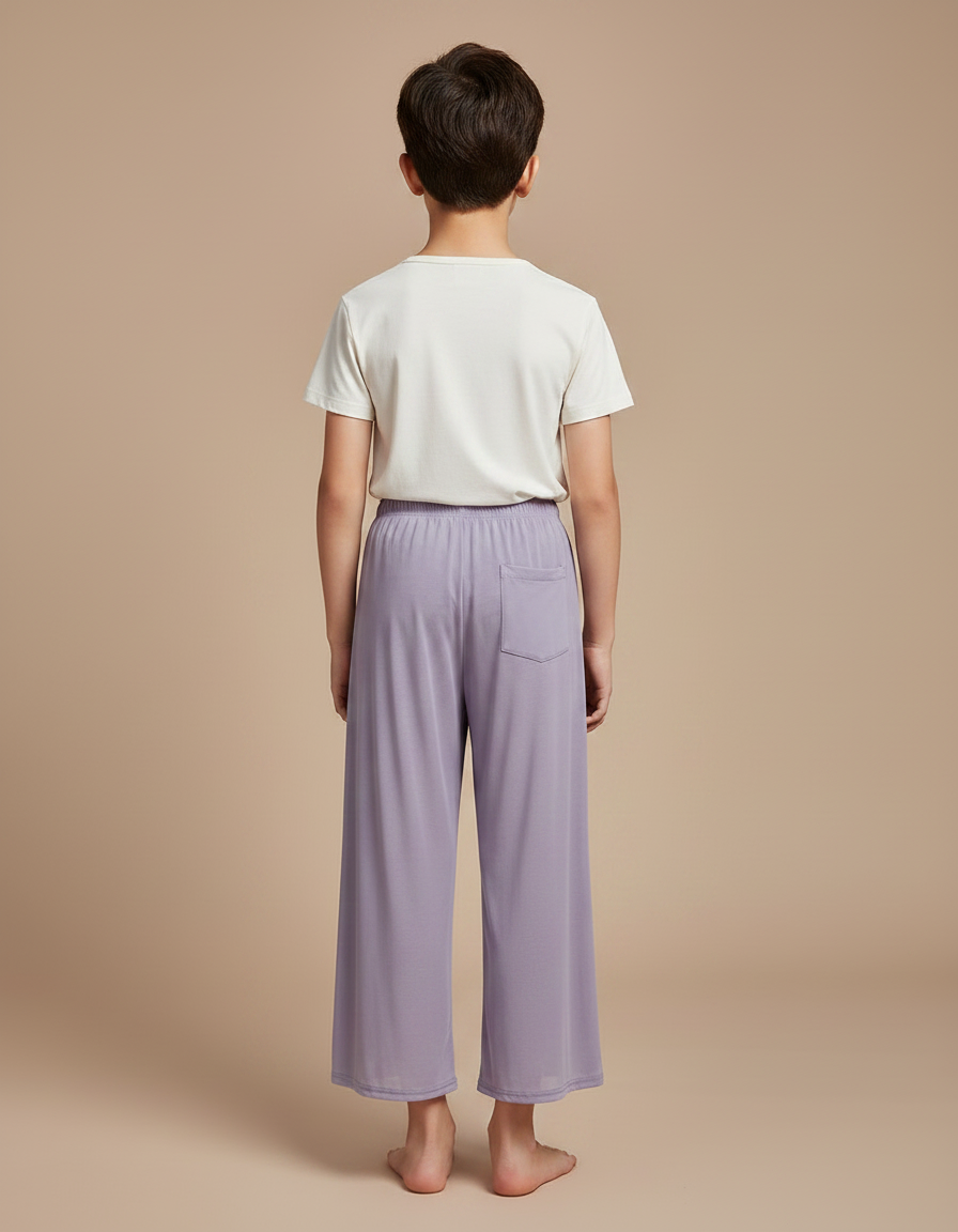 Pantalon Fluide Lavande Maille Ample Confortable Enfant - Violet - vue 2
