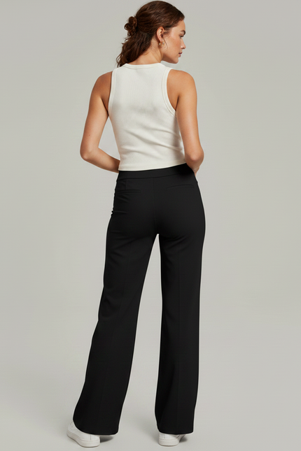 Pantalon Fluide Noir Ample Confortable Décontracté Sport - Polyester - vue 2