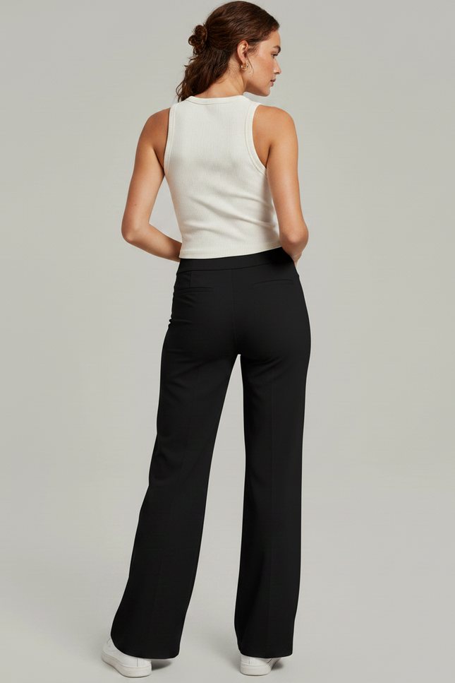 Pantalon Fluide Noir Ample Confortable Décontracté Sport - Polyester - vue 2