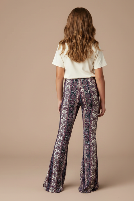 Pantalon Fluide Évasé Imprimé Bohème Confortable Fille - Viscose - vue 2