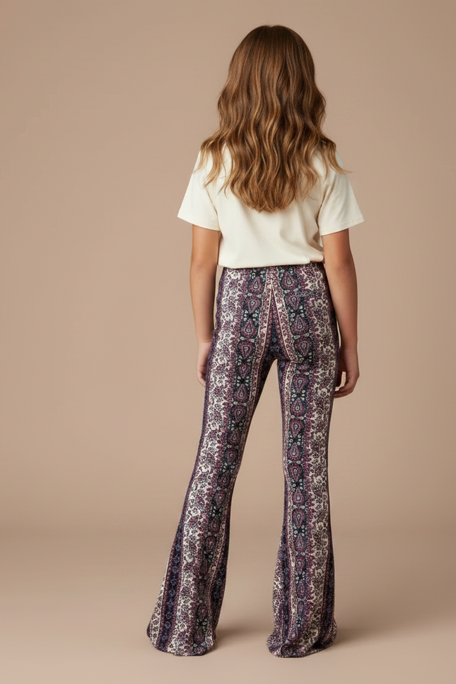 Pantalon Fluide Évasé Imprimé Bohème Confortable Fille - Viscose - vue 2
