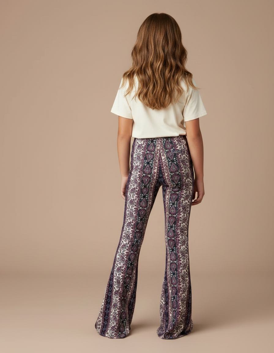 Pantalon Fluide Évasé Imprimé Bohème Confortable Fille - Viscose - vue 2