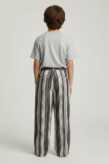 Pantalon Fluide Rayé Large Décontracté Enfant - Imprimé Lin - vue 2