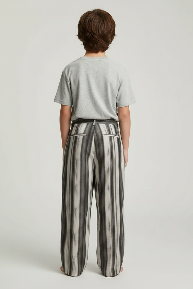 Pantalon Fluide Rayé Large Décontracté Enfant - Imprimé Lin - vue 2