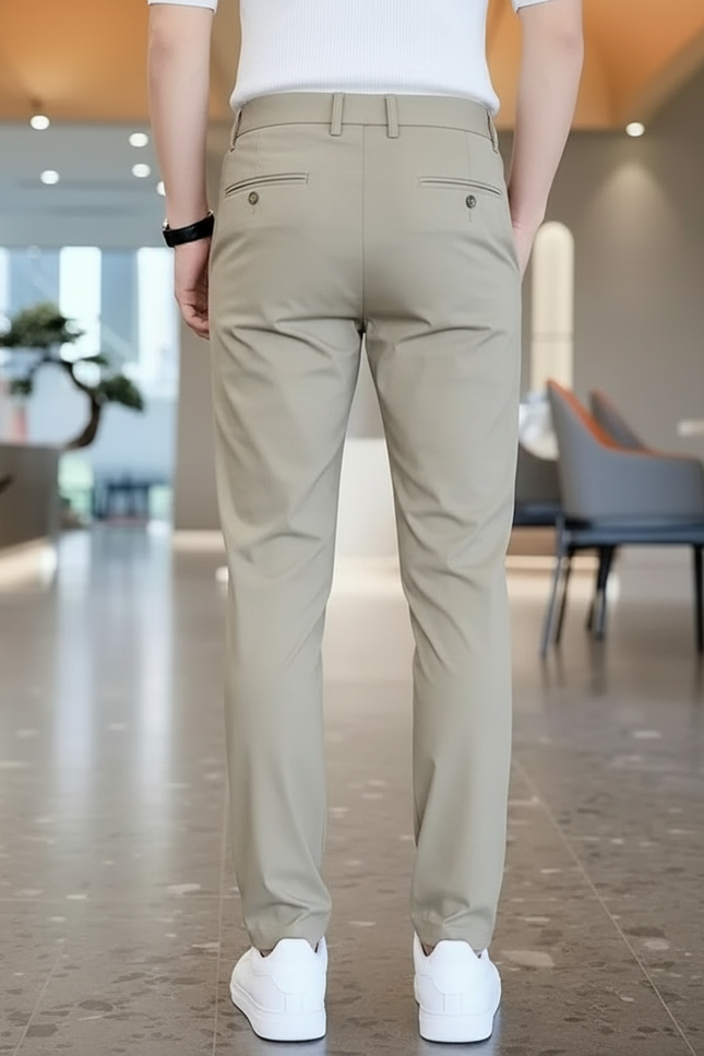 Pantalon Fluide Homme Beige Slim Décontracté Sport - Polyester - vue 2