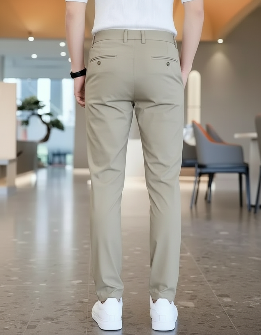 Pantalon Fluide Homme Beige Slim Décontracté Sport - Polyester - vue 2