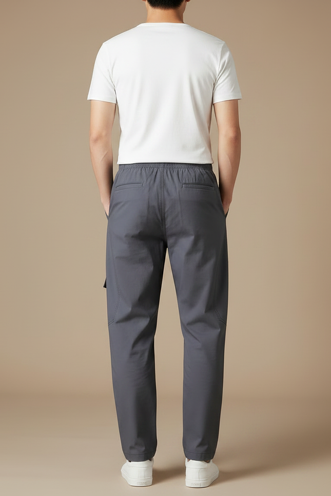 Pantalon Fluide Homme Gris Décontracté Élastique - Polyester - vue 2