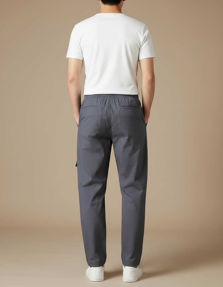 Pantalon Fluide Homme Gris Décontracté Élastique - Polyester - vue 2