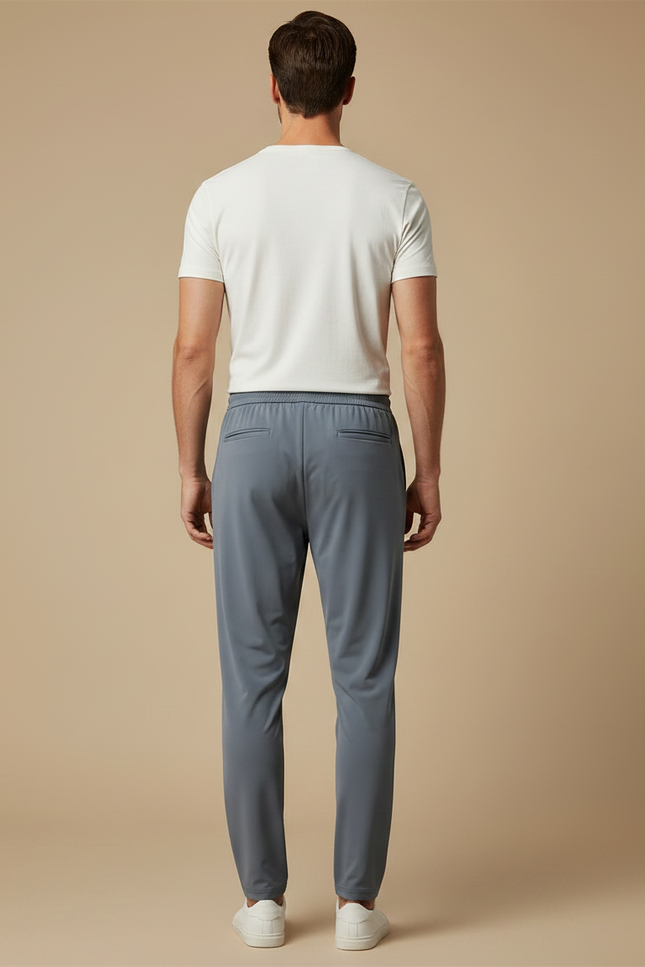 Pantalon Fluide Gris Ample Cordon Léger Sport - Polyester - vue 2