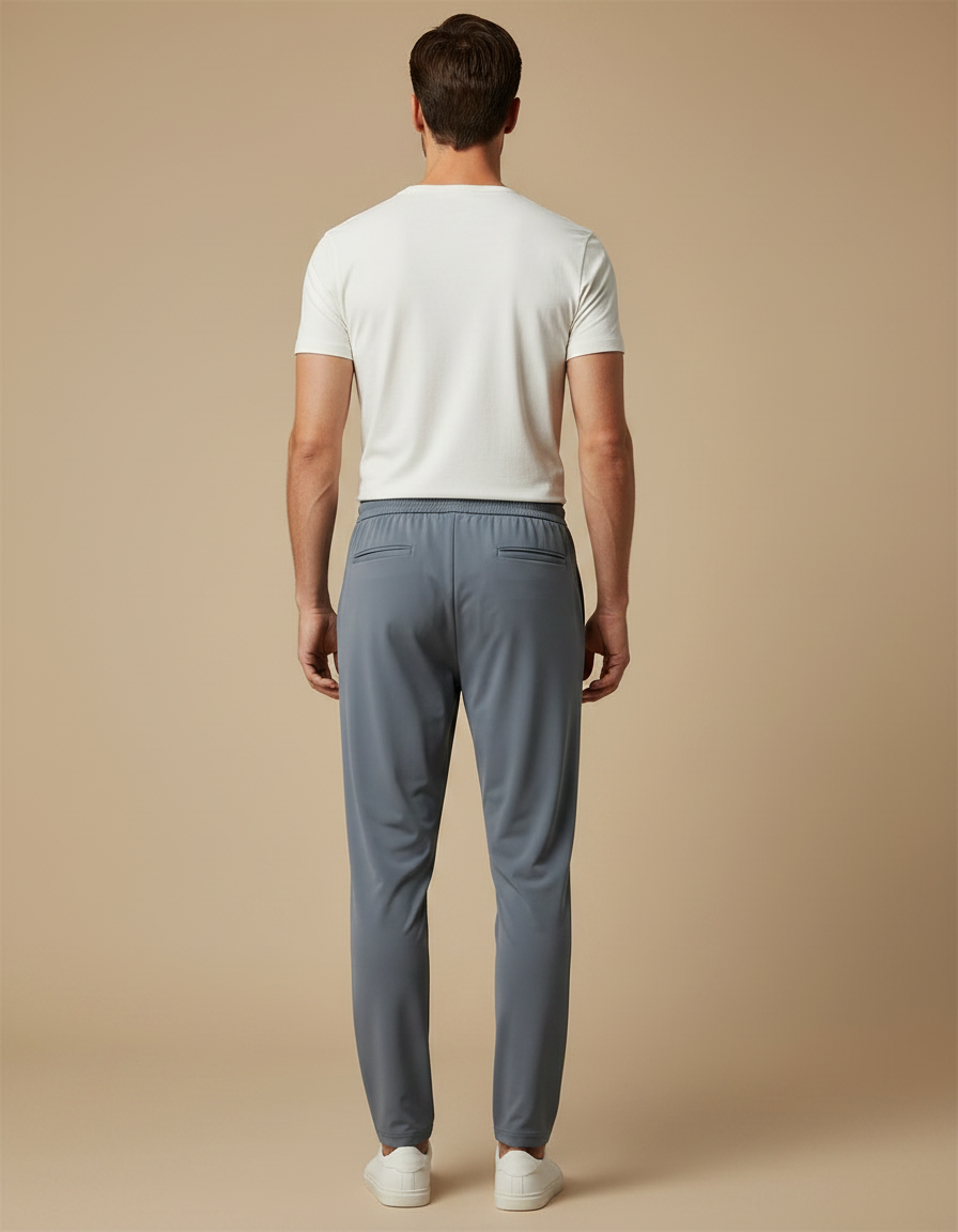 Pantalon Fluide Gris Ample Cordon Léger Sport - Polyester - vue 2