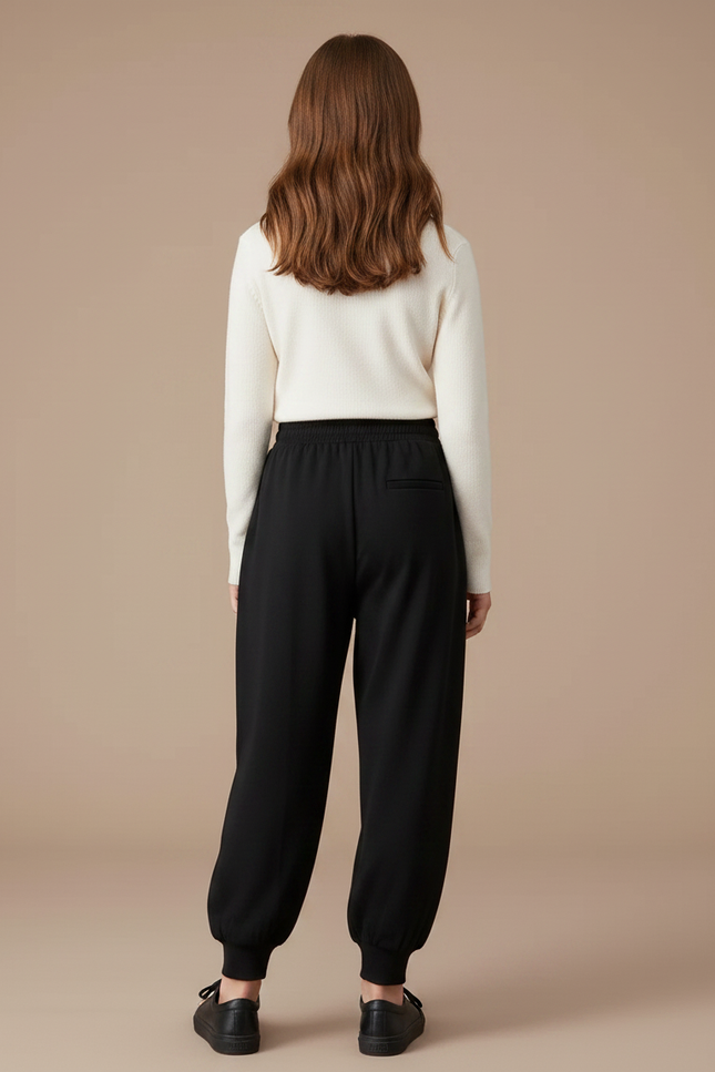 Pantalon Fluide Noir Ample Élastiqué Décontracté Enfant - Molleton - vue 2