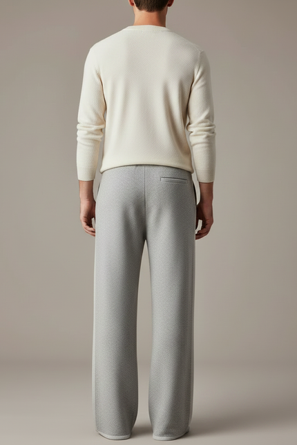 Pantalon Fluide Gris Ample Cordon Maille Homme - Molleton - vue 2