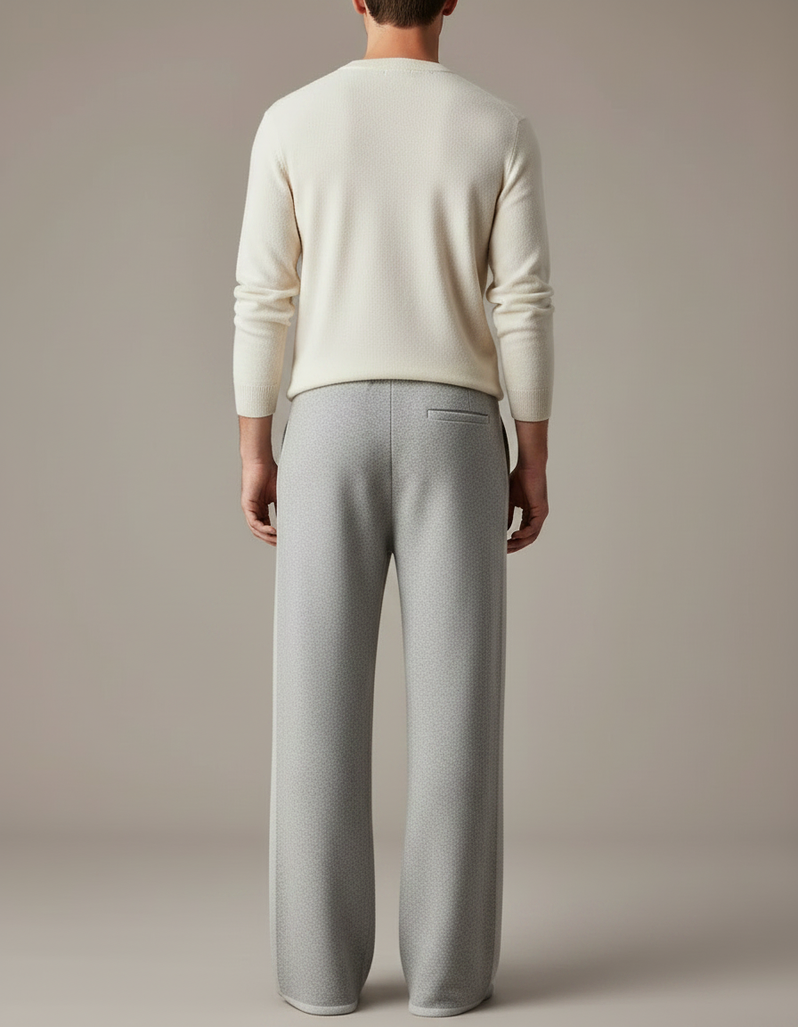 Pantalon Fluide Gris Ample Cordon Maille Homme - Molleton - vue 2