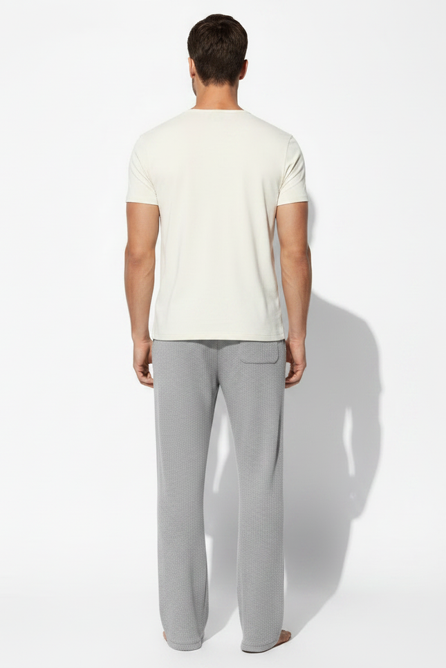 Pantalon Fluide Gris Maille Décontracté Homme - vue 2