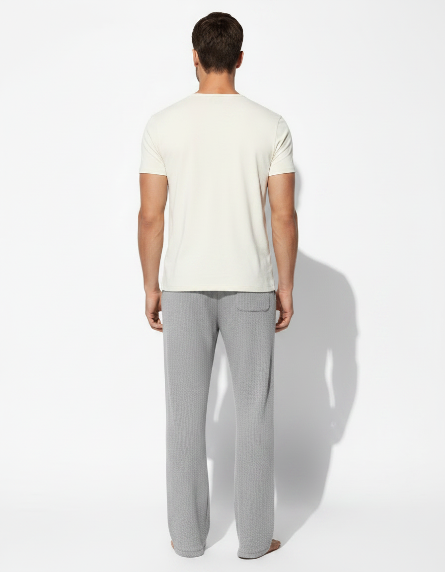 Pantalon Fluide Gris Maille Décontracté Homme - vue 2