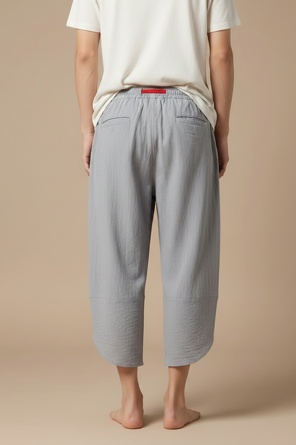 Pantalon Fluide Gris Coton Décontracté Japonais Ample - vue 2