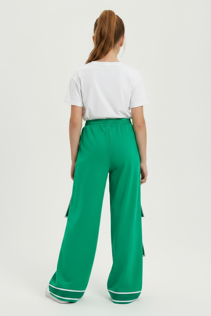 Pantalon Fluide Vert Ample Bowknot Décontracté Enfant - Molleton - vue 2