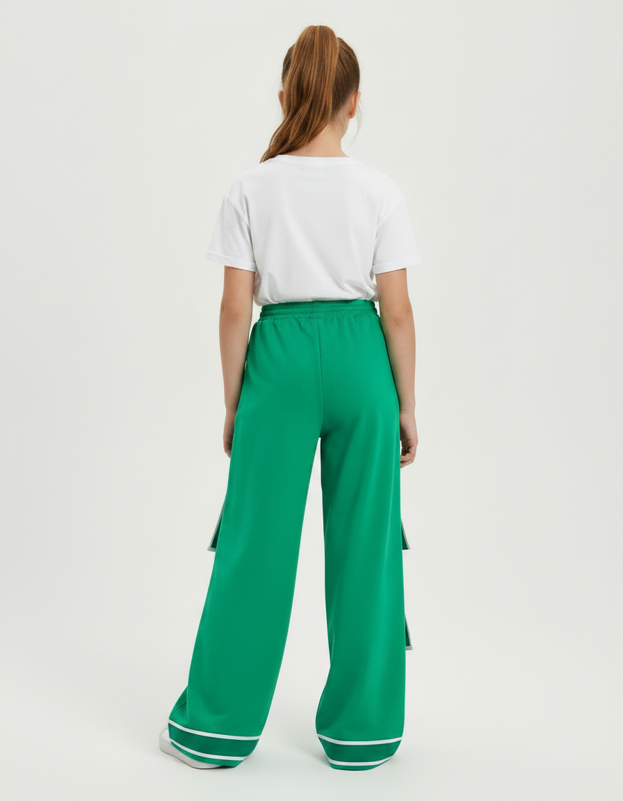 Pantalon Fluide Vert Ample Bowknot Décontracté Enfant - Molleton - vue 2