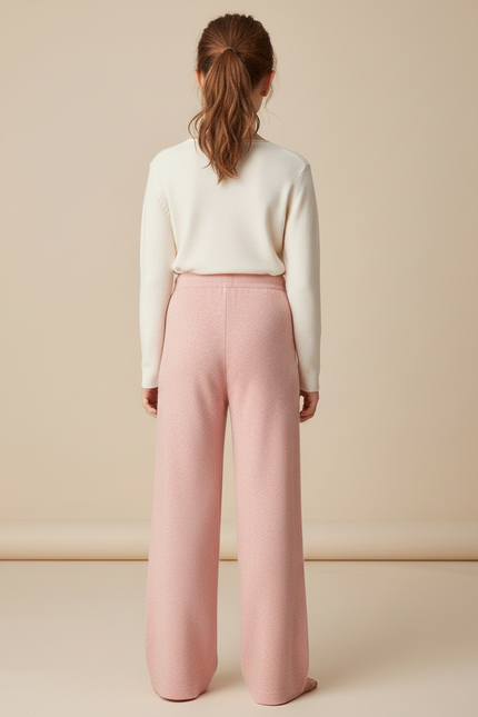 Pantalon Fluide Rose Maille Ample Confortable Enfant - vue 2