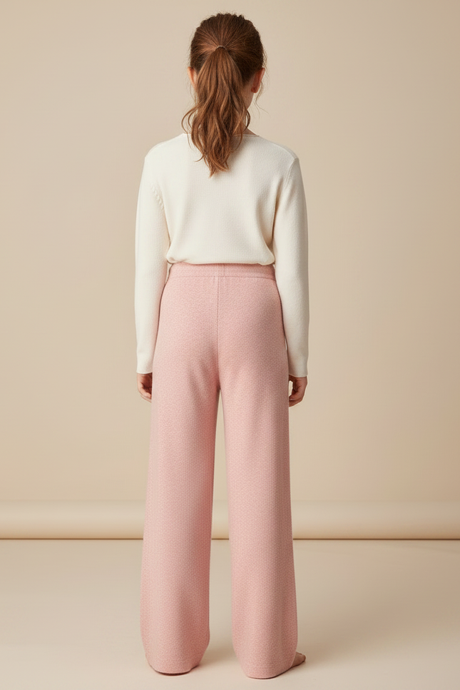 Pantalon Fluide Rose Maille Ample Confortable Enfant - vue 2