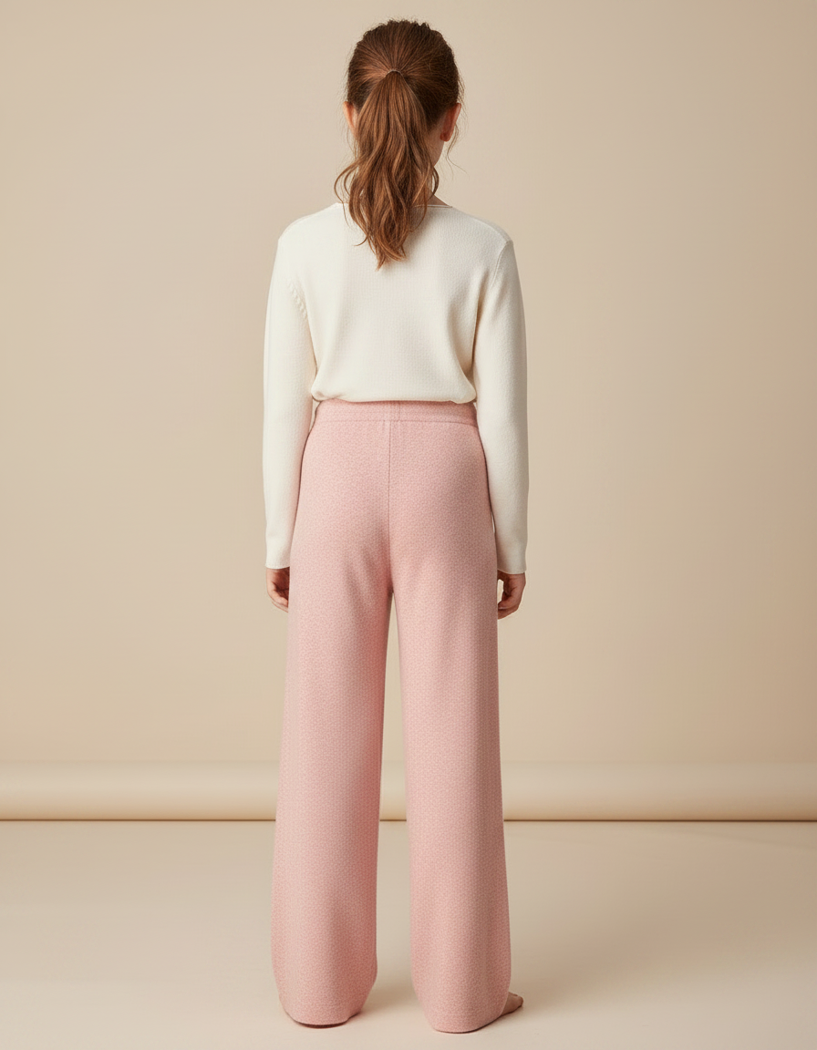 Pantalon Fluide Rose Maille Ample Confortable Enfant - vue 2