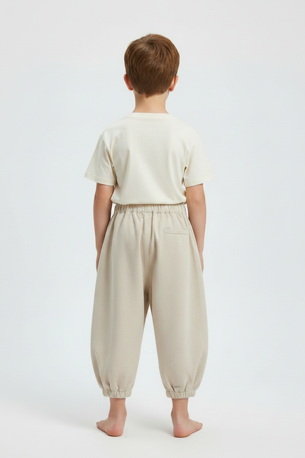 Pantalon Fluide Beige Ample Coton Enfant - Molleton - vue 2