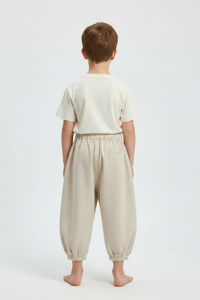 Pantalon Fluide Beige Ample Coton Enfant - Molleton - vue 2