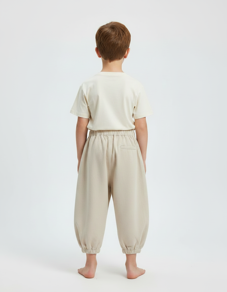Pantalon Fluide Beige Ample Coton Enfant - Molleton - vue 2
