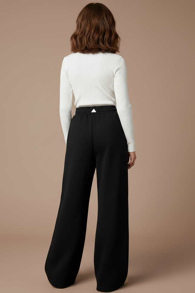 Pantalon Fluide Noir Ample Sportif Coton Fille - Molleton - vue 2