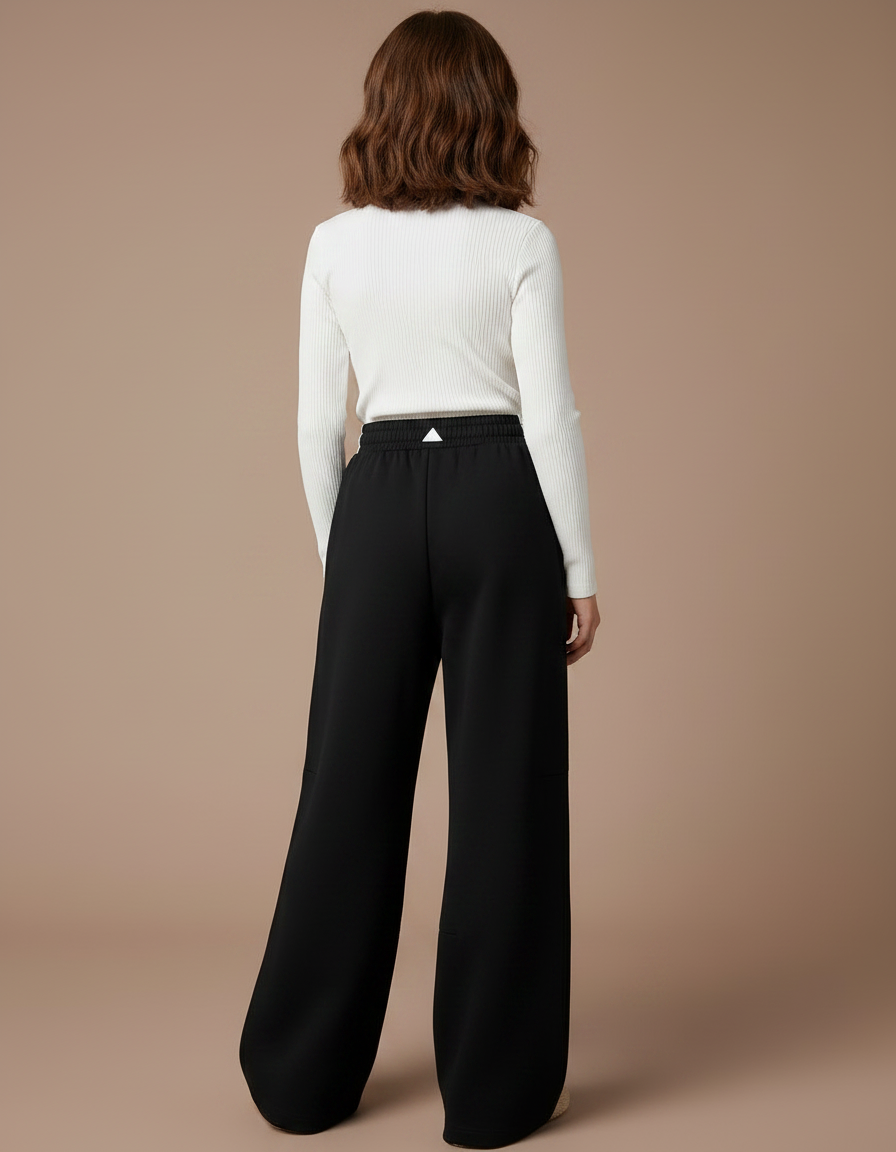 Pantalon Fluide Noir Ample Sportif Coton Fille - Molleton - vue 2