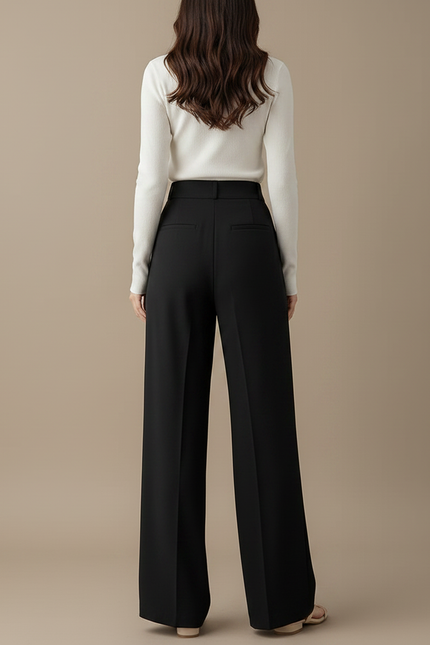 Pantalon Fluide Femme Noir Palazzo Viscose Chic Mi-saison 3 - Polyester - vue 2