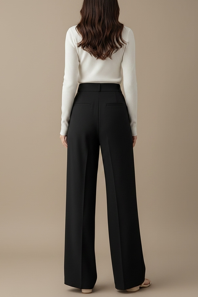 Pantalon Fluide Femme Noir Palazzo Viscose Chic Mi-saison 3 - Polyester - vue 2