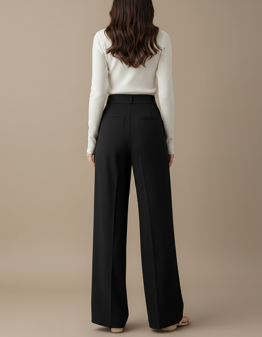 Pantalon Fluide Femme Noir Palazzo Viscose Chic Mi-saison 3 - Polyester - vue 2
