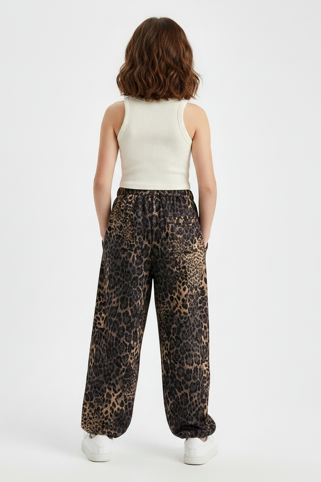 Pantalon Fluide Léopard Ample Confortable Élastique - Imprimé Molleton - vue 2