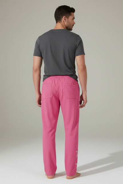 Pantalon Fluide Rose Étoiles Blanches Sport Cordon Homme - Polyester - vue 2