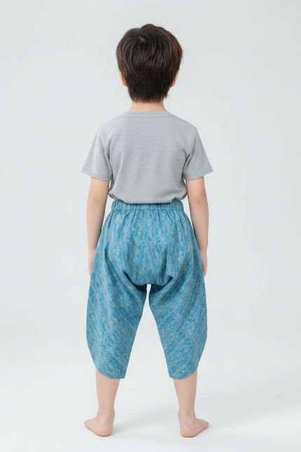 Pantalon Fluide Ethnique Thaï Bleu Enfant - Coton - vue 2