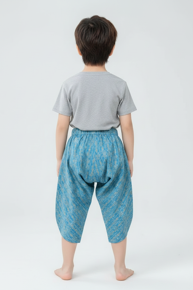 Pantalon Fluide Ethnique Thaï Bleu Enfant - Coton - vue 2