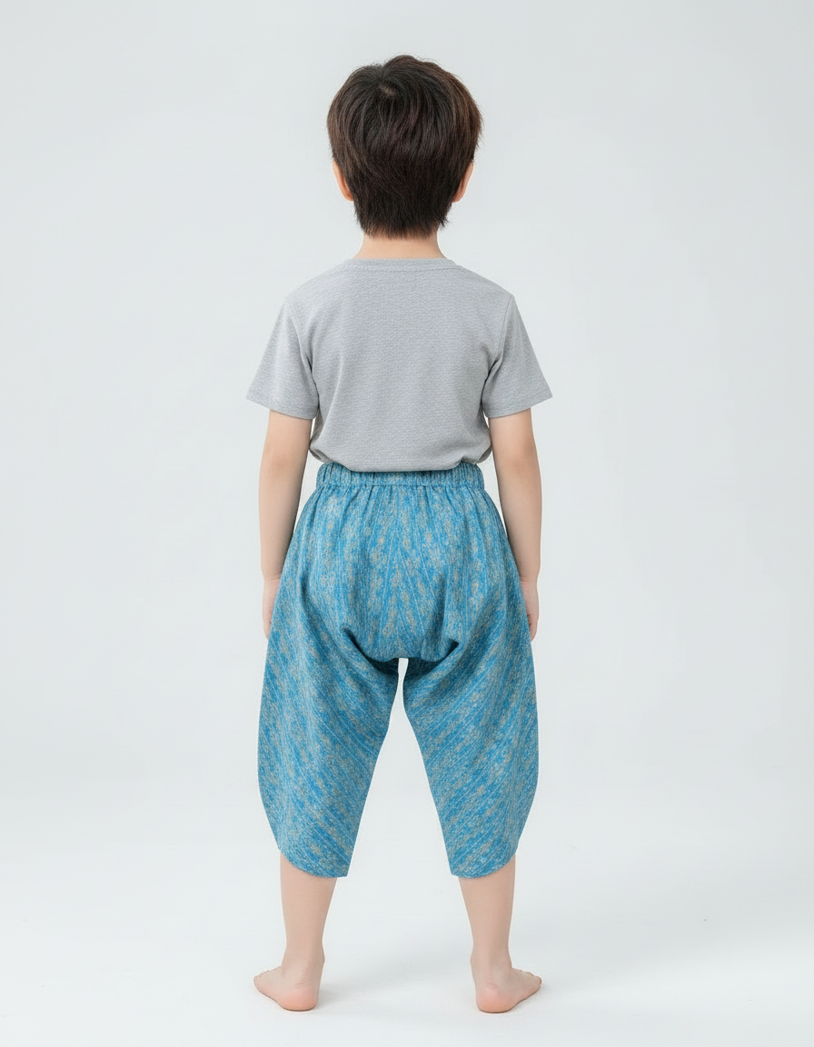 Pantalon Fluide Ethnique Thaï Bleu Enfant - Coton - vue 2