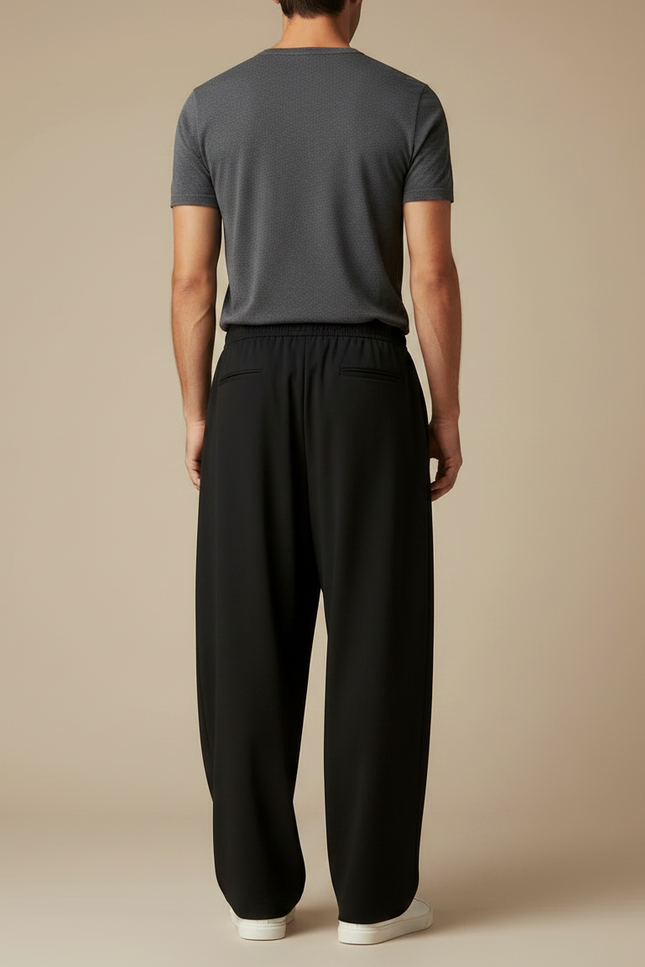 Pantalon Fluide Noir Ample Décontracté Homme Moderne - Viscose - vue 2